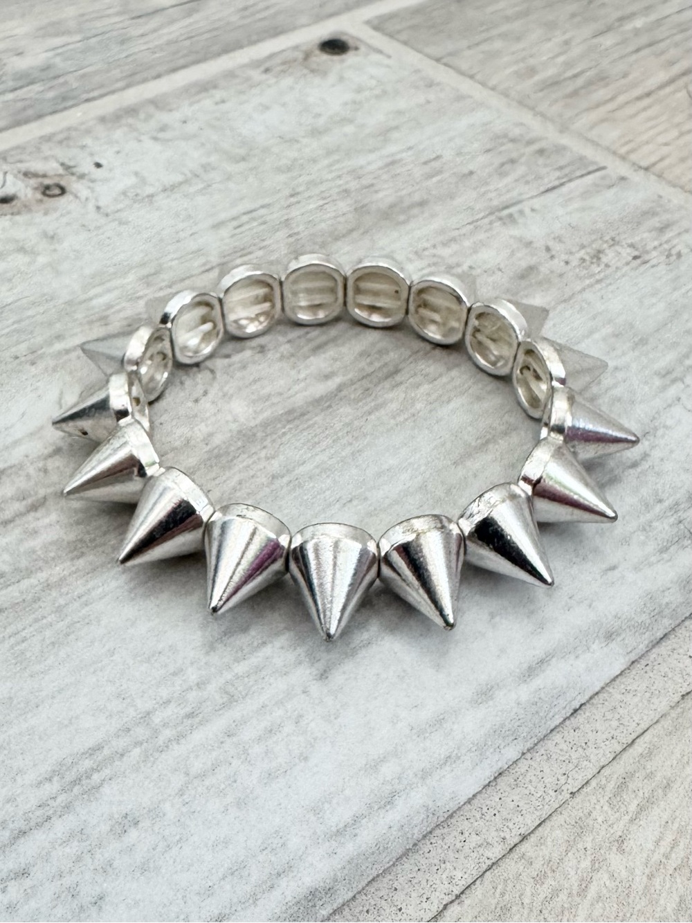Silver Spike Stretch Bracelet